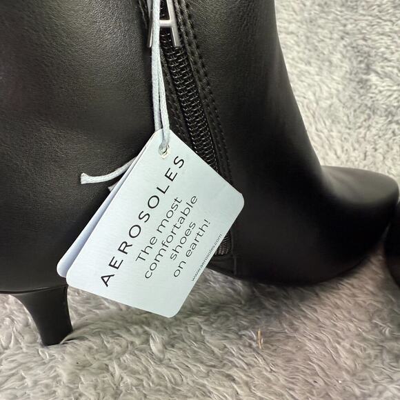 Aerosoles Edith Ankle Boot Women's Heeled Booties Black Vegan Leather Size 8.5 - Picture 8 of 10